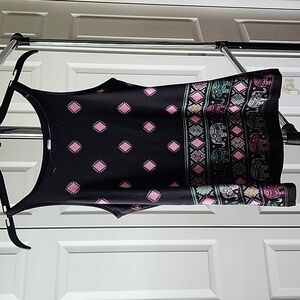 No boundaries black geometric elephant patterned tank top sz M (7-9)